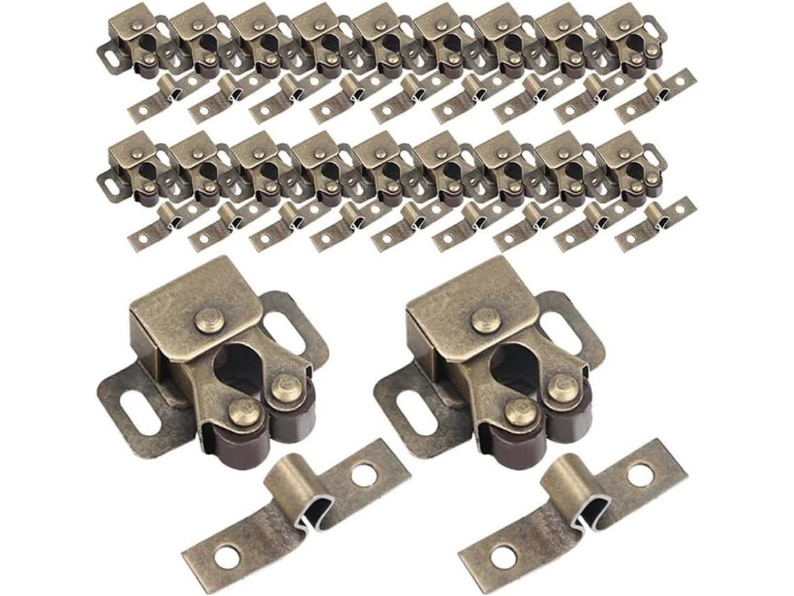 Fecho De Rolete Duplo, 20 Peças, Dourado, Para Gaveta Armário, 3,2 X