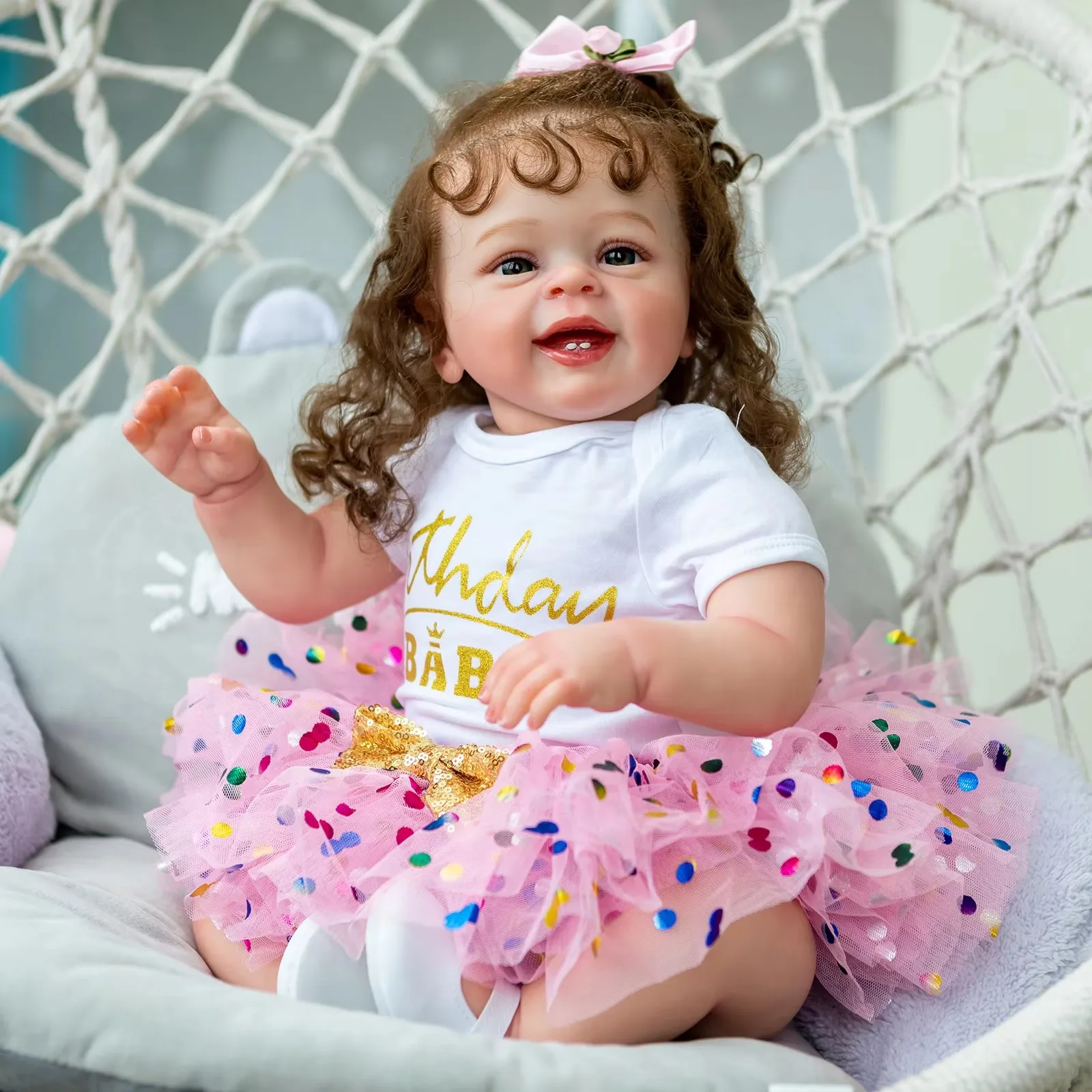 (branca) Boneca Menina Fofa De 60 Cm, Transplante Capilar, Abraço Macio E Moderno Para Crianças