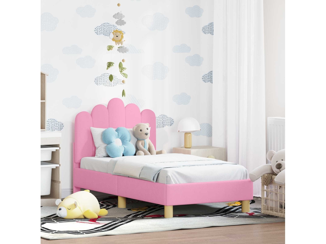 Vidaxl Estrutura De Cama Para Criança Com Cabeceira Rosa 70 X 140 Cm