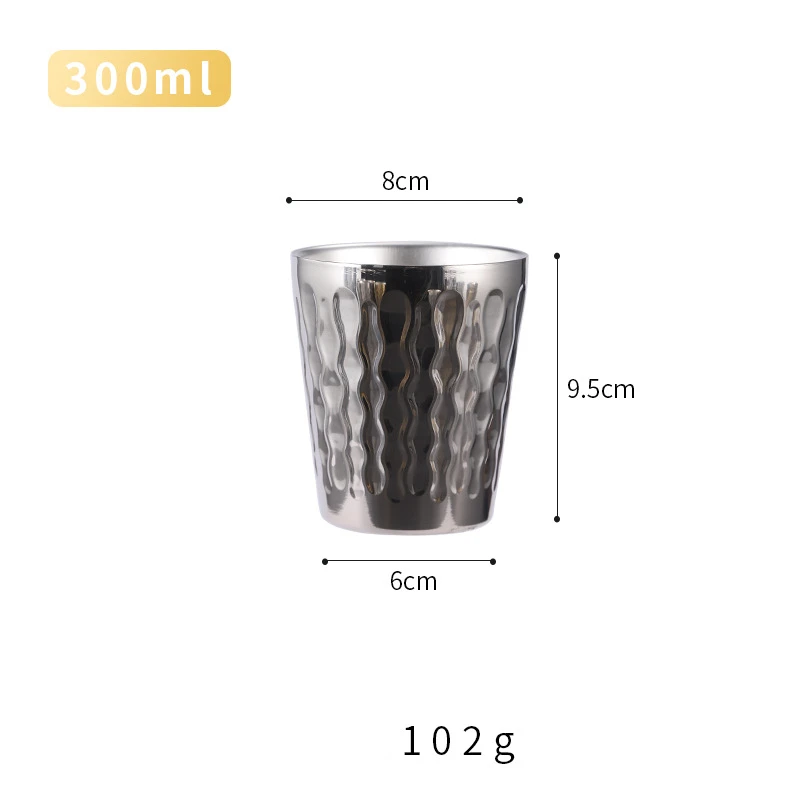 Caneca de Café com Isolamento de Parede Dupla , em Aço Inoxidável 304, Ideal para Cerveja. MDUG (prateada, 300 Ml)