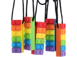 Mali 5 Pcs Colar Morder Bebê Bloco Arco íris Silicone Autismo Sensorial Brinquedo Chewy