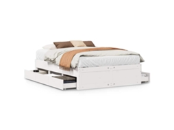 Bed Frame, Bed Frames Vidaxl Branco Madeira De Pinho (140 X 190 Cm)