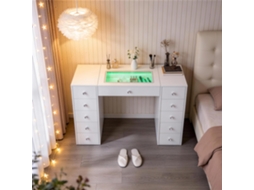 Toucador Penteadeira de maquiagem com luz 11 Gavetas Branco 130 x 55 x 81 cm