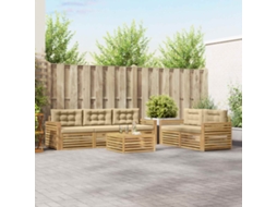 Vidaxl Conjunto De Sofás Para Exterior 6 Unid. Branco E Bege