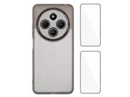 Capa Transparente Wanlonfeng Série Dksm2 Para Xiaomi Redmi 14c 4g 14r 5g Poco C75 4g Tpu Com 2 Películas De Tela Transparente Preta