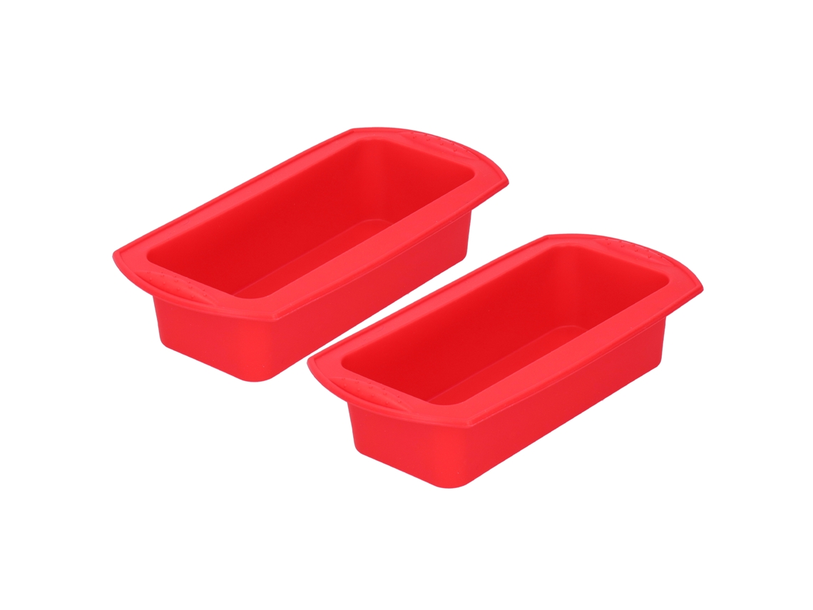 Moldes De Bolo De Silicone Retangular Vermelho 2 Peças