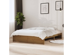 Estrutura De Cama 140x190 Cm Madeira Maciça Castanho-mel