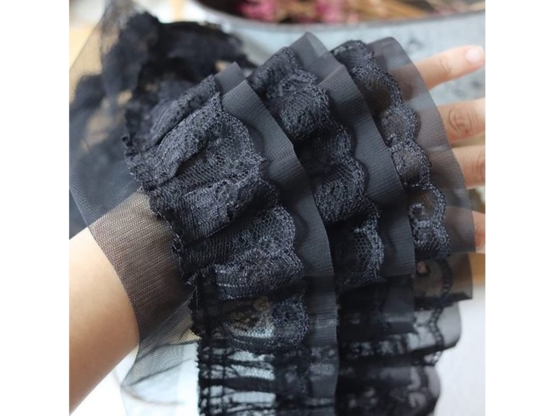 Escolha Sólida - Tela De Chiffon 1 Metro - 3d Ploca - Organza/borda - 12 Cm Largo - Para Acessórios De Roupas - Delicado E Elegante