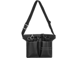 Bolsa Preta Couro de Grande Capacidade para Ferramentas de Cabelo com Cinto e Protetor.