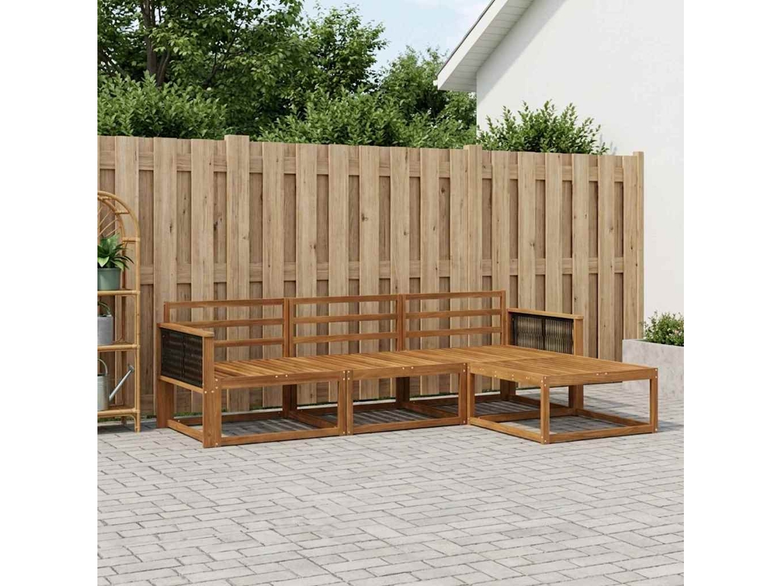 Vidaxl Conjunto De Sofás Para Exterior 4 Pcs Natural