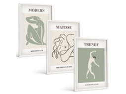 Conjunto De Pinturas Figuras Minimalistas Elegantes Espelharte (3 Peças 40x60 Cm)
