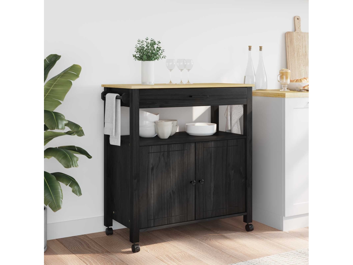 Vidaxl Carrinho De Cozinha Monza Preto 84 X 40 X 88,5 Cm
