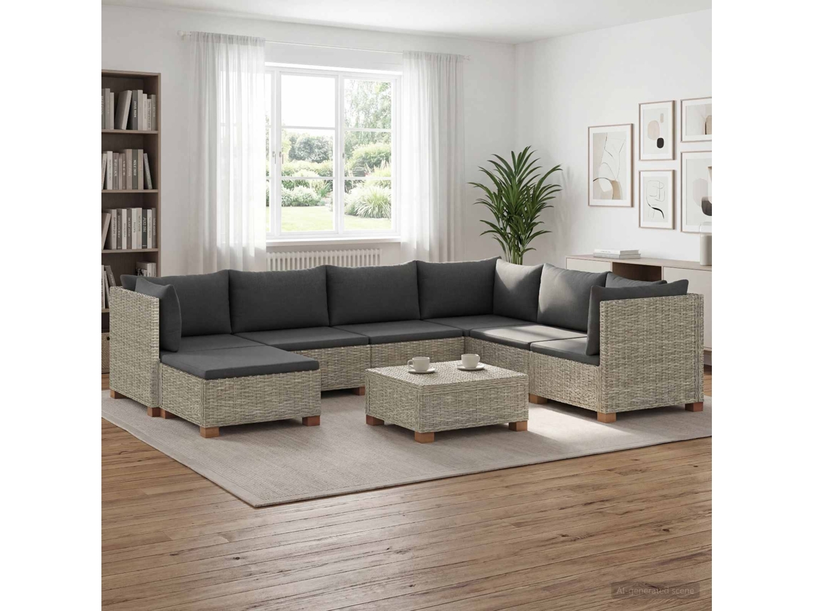 Vidaxl 8 Unid. Conjunto De Lounge Em Rattan Com Almofadas Gendt