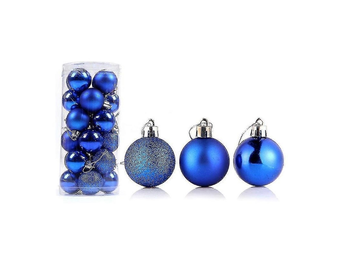 24pcs Bola De Natal Delicada Reutilizável De Alto Brilho Pingente Decorativo Para Árvore De Natal E Lar 6 Cm Azul Real