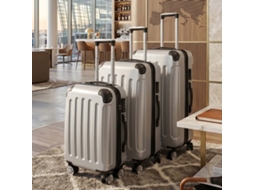 Conjunto de 3 malas de viagem rígidas com rodas 360° e cadeado TSA, cinza LAZYSPACE