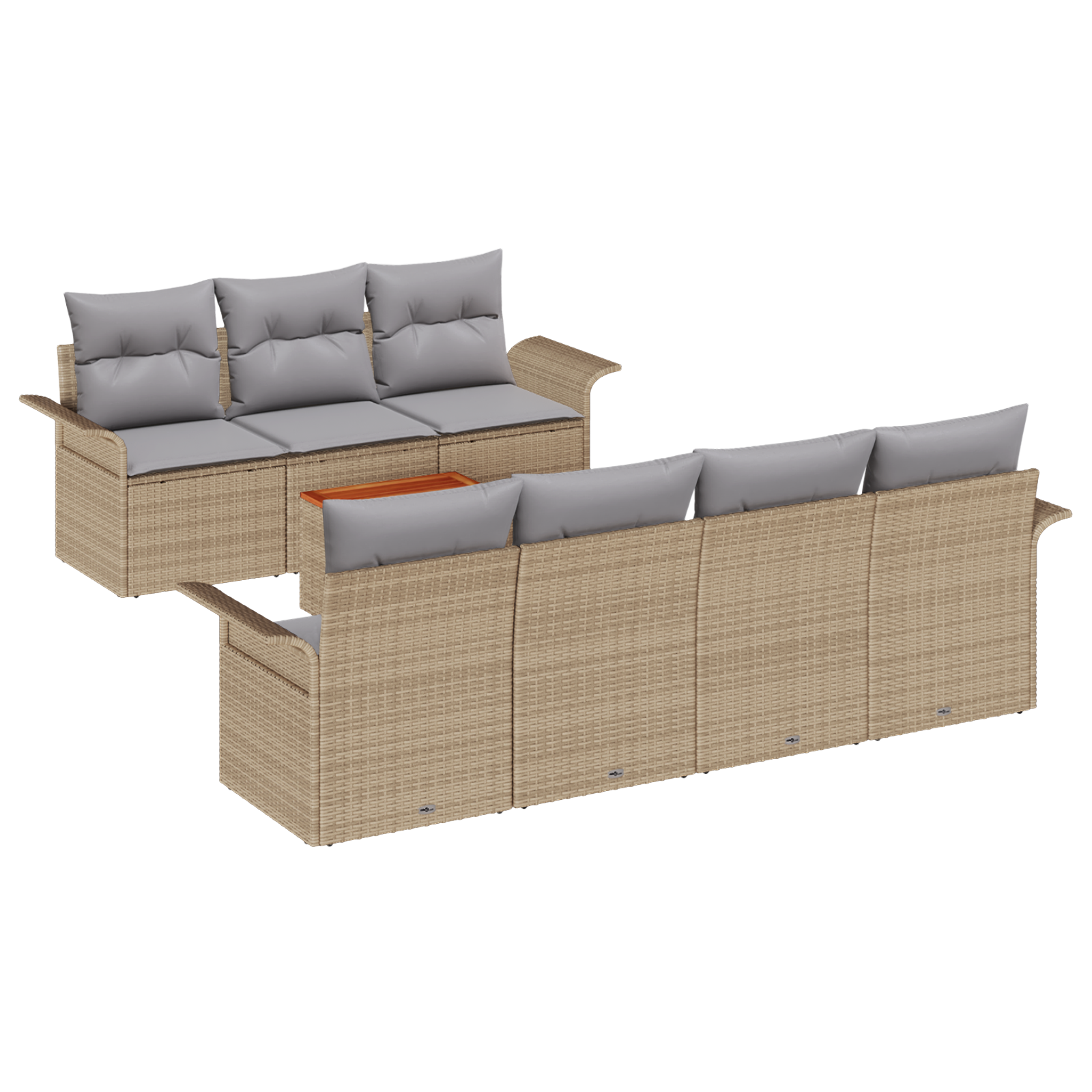 Conjunto 8 Conjunto De Sofá De Jardim Vidaxl Bege Vime Pe (251 X 62 X 69 Cm)