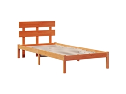 Conjunto 1 Estrutura Da Cama Vidaxl Castanho Madeira De Pinho Maciça (75 X 190 Cm)