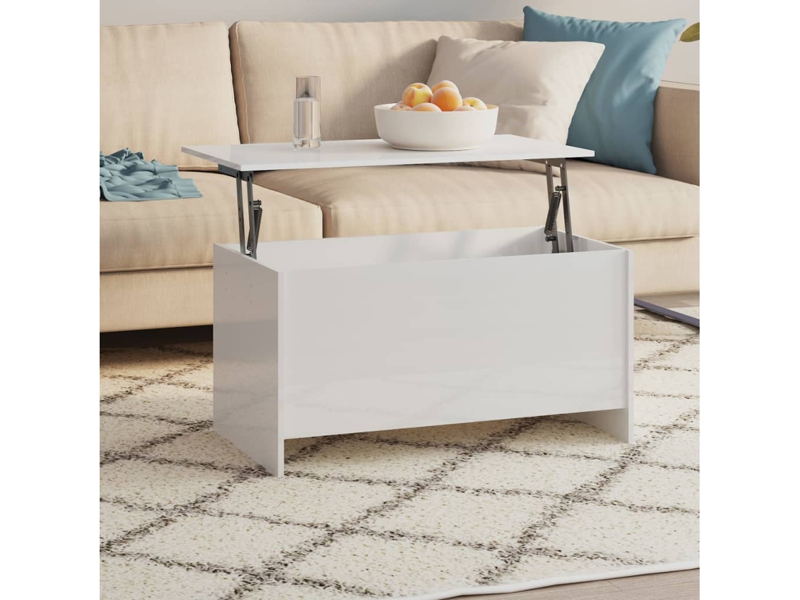 Vidaxlmesa Decentro102x55,5x52,5cm Madeira Processada Branco Brilhante