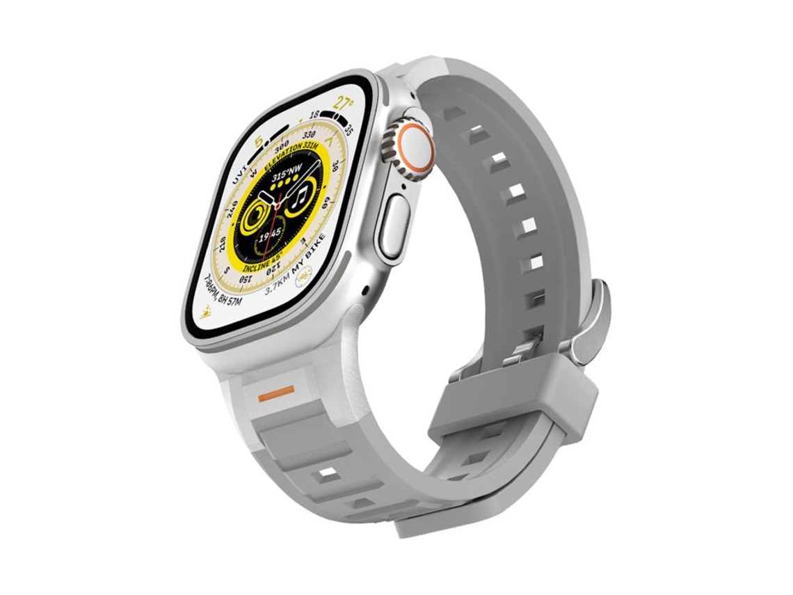 Bracelete Para Apple Watch 42/41/40/38mm - Silicone Colorida Com Junta Metálica Pioneer Cinza Nublado