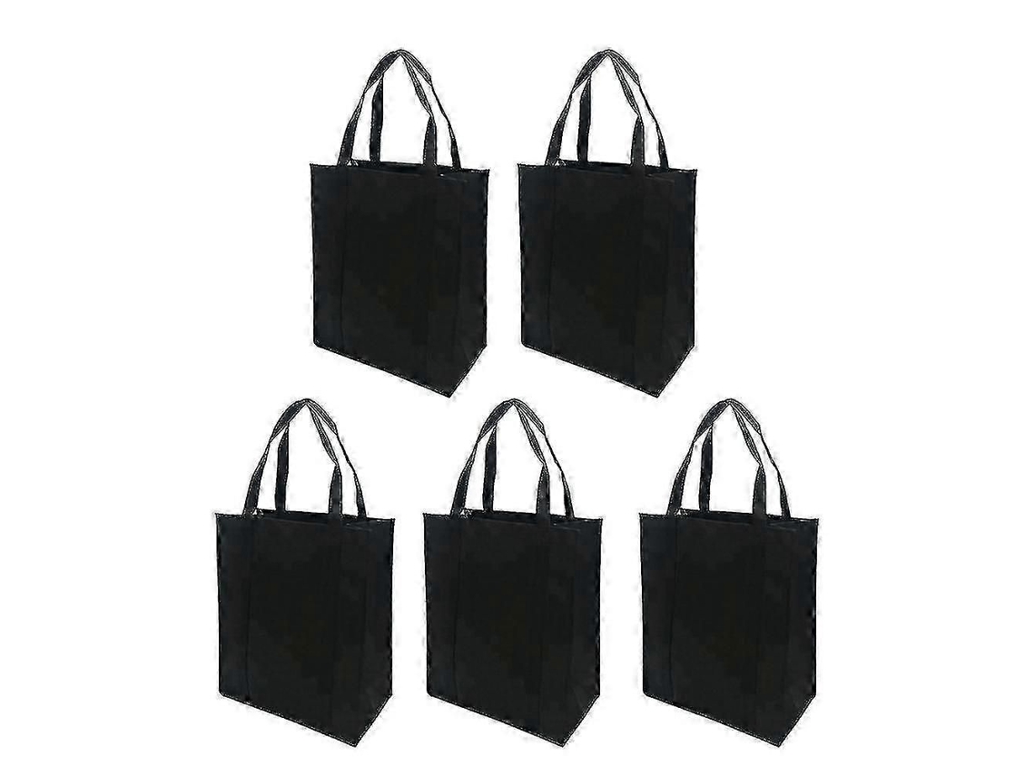 5pcs Tecidos Não Tecidos Saco de Compras Bolsa Dobrável Bolsa Dobrável para Compras Ao Ar Livre GOKOCO (preto, 30x25x10cm)