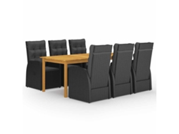 Vidaxl 7 Pcs Conjunto De Jantar De Jardim Preto