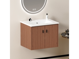 Armário De Banheiro 60cm Em Marrom-avermelhado. Armário Espaçoso Com 2 Portas De Fechamento Suave.