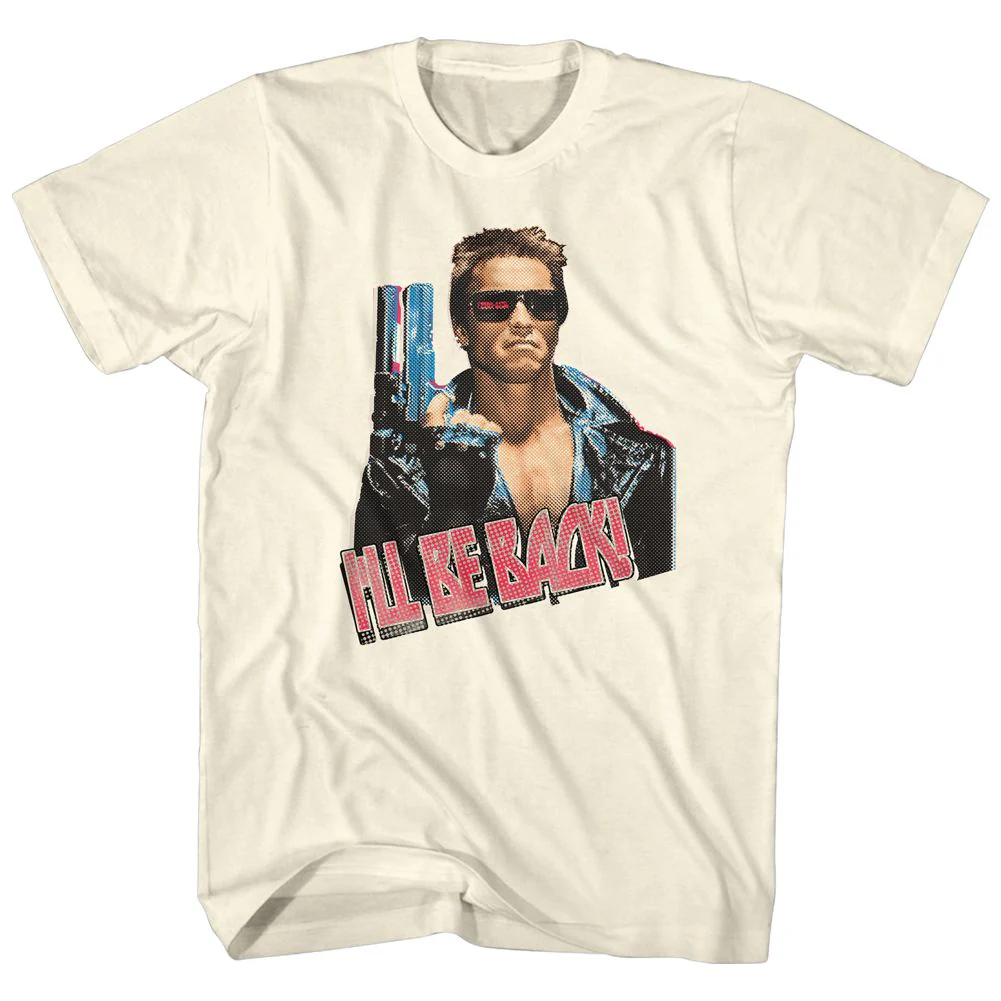 Unisex Adult T-shirt Rockinstone Terminator Ill Be Back Solid Natural Sizexxxl