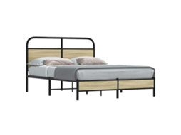 Vidaxl Estrutura Cama S/ Colchão Derivados De Madeira Carvalho Sonoma