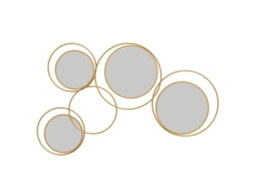 Decoração De Parede, Espelhos Redondos, Design Moderno, Ouro, 110x68x2 Cm