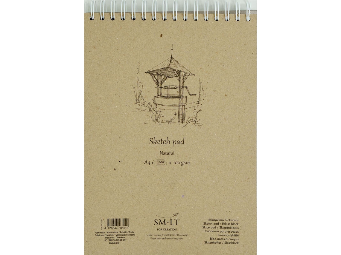 Caderno De Desenho Smlt, Formato A4, Com Argolas, Papel Branco Natural, 100 Folhas, 100g