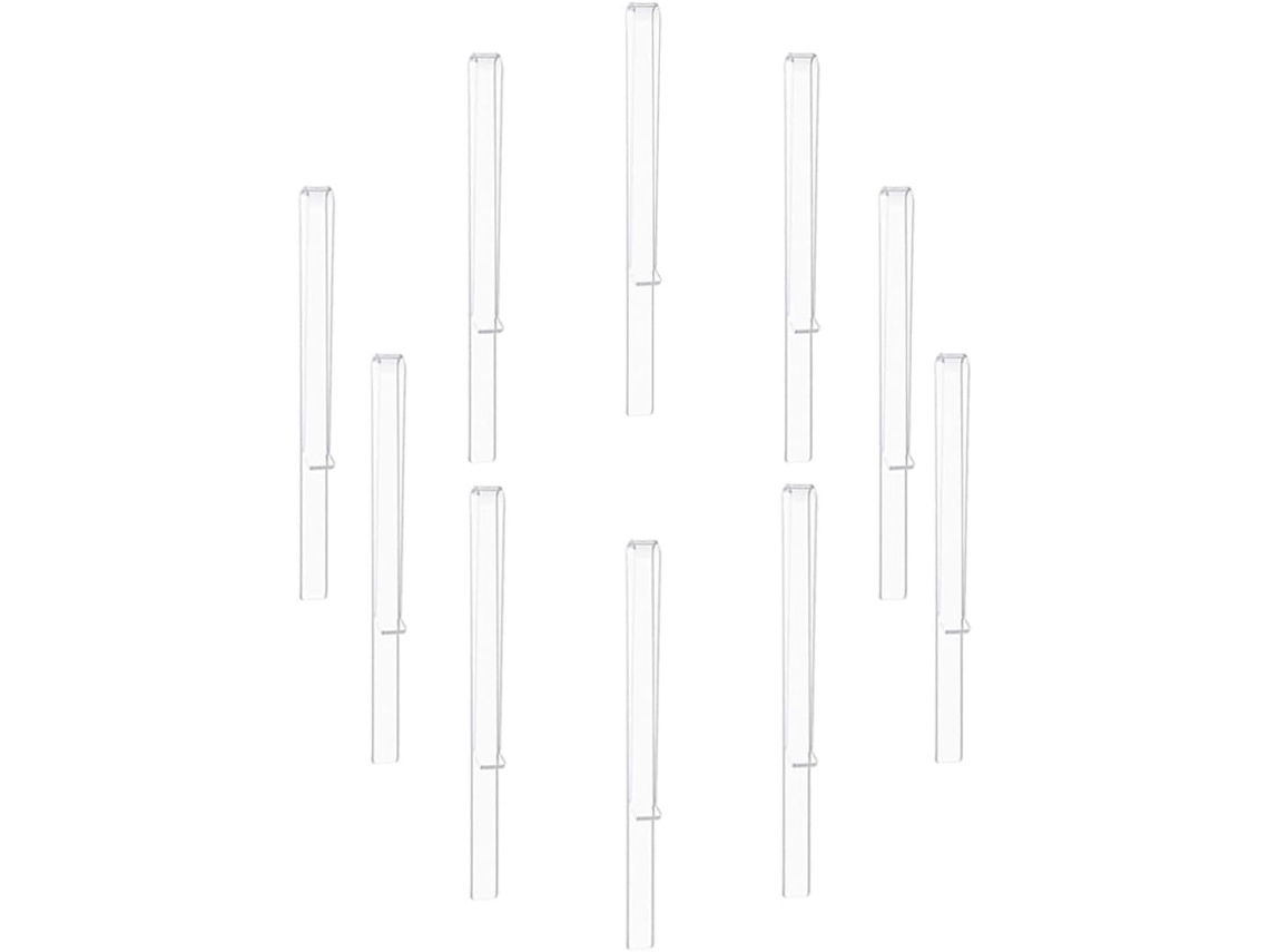 Conjunto de 5 pares de alfinetes de acrílico transparente para partituras, ideais para fixar páginas e facilitar o armazenamento de livros.
