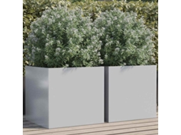 Vasos/floreiras 2 Pcs 49x47x46 Cm Aã§o Galvanizado Prata Dkd Home Decor