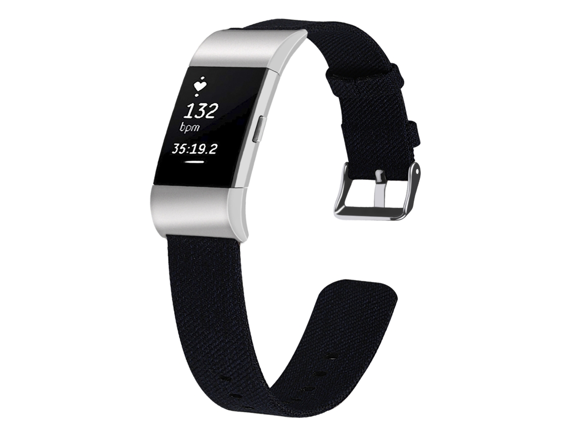 Correa De Reloj De Lona Suave Aireada Lavable Para Fitbit Charge2 Negro