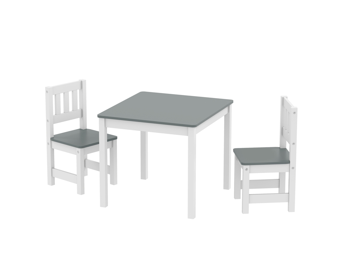 Mesa Com 2 Cadeiras, Cor Cinza, Para Infantil, 56 X 52 X 48 Cm