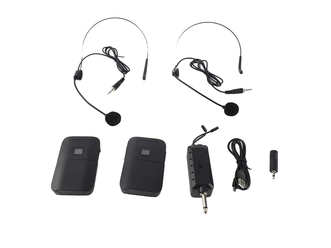 Micrófono Inalámbrico UHF de Diadema con Receptor, Transmisor y LED, Alcance 50-100 m | S/MARCA