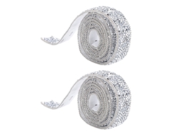 2pcs Fitas De Strass De Resina Prateadas Autoadesivas De 0,8 Polegadas