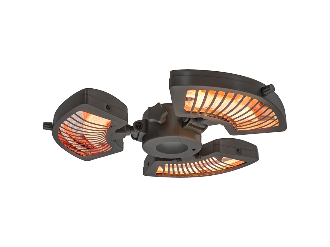 Aquecedor por Infravermelhos para Chapéu de Sol 2400w Aquecedor Exterior Elétrico Alumínio com 3 Níveis Aquecimento Ø55x8 Cm Preto FYNTERA EUROPA