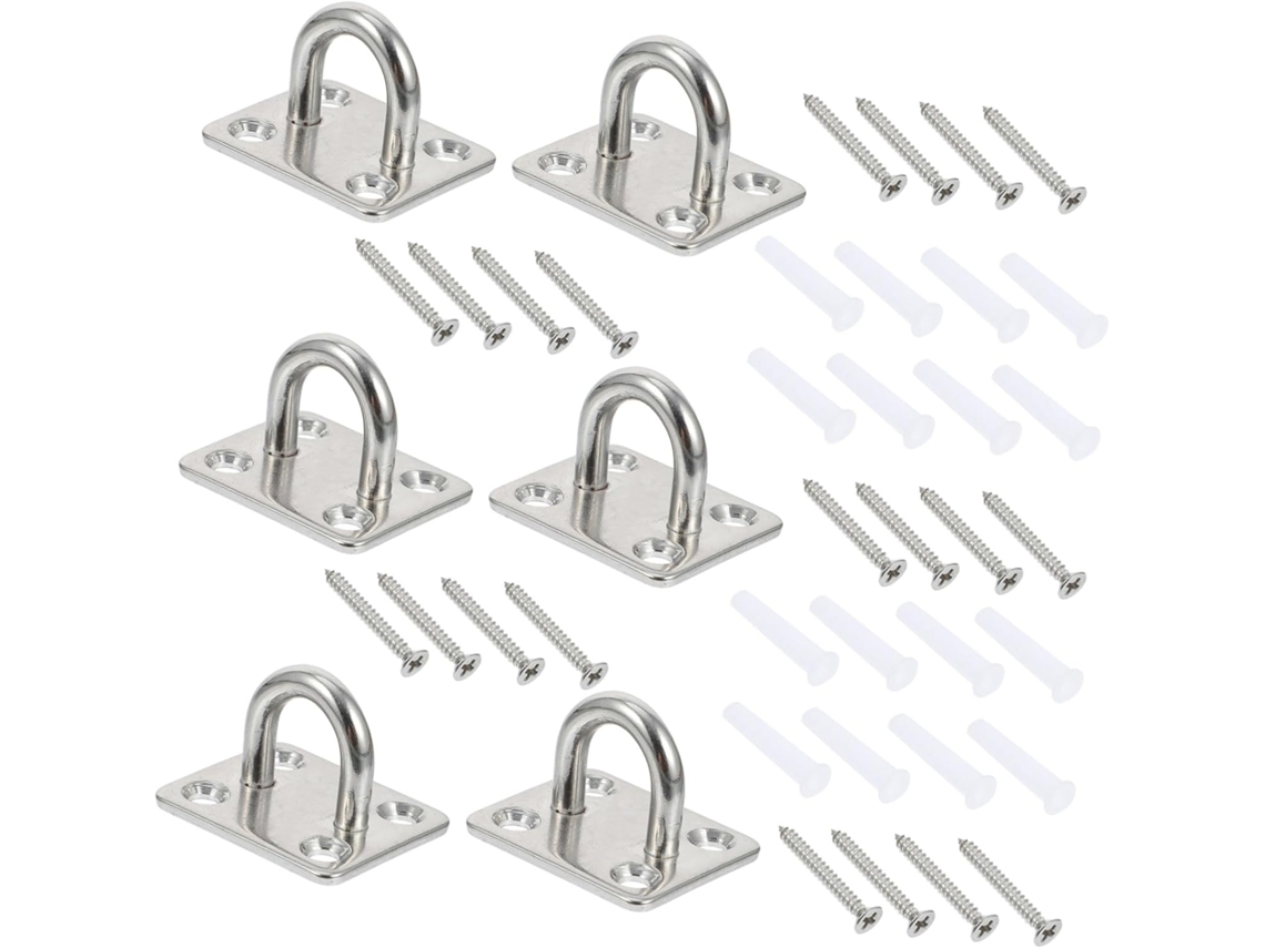 Conjunto De 6 Ganchos Tubulares Aço Inoxidável Com Fivelas Quadradas P