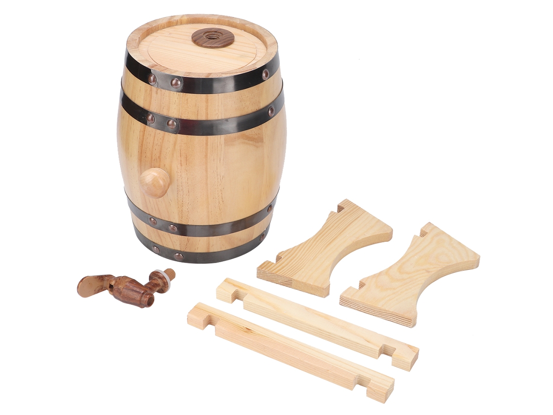Barrica De Madeira Pinho Mini 1,5l Para Vinho E Cerveja Caseira