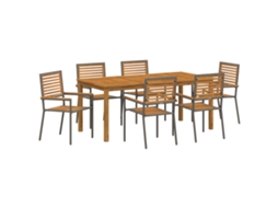 Conjunto 7 Conjunto De Jantar Para Jardim Vidaxl Cinzento Madeira De Acácia Maciça (180 X 90 X 75 Cm)