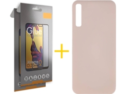 Kit Capa e 2 Películas Samsung Galaxy A30s SKYHE Full Silicone Líquido (Rosa Claro)