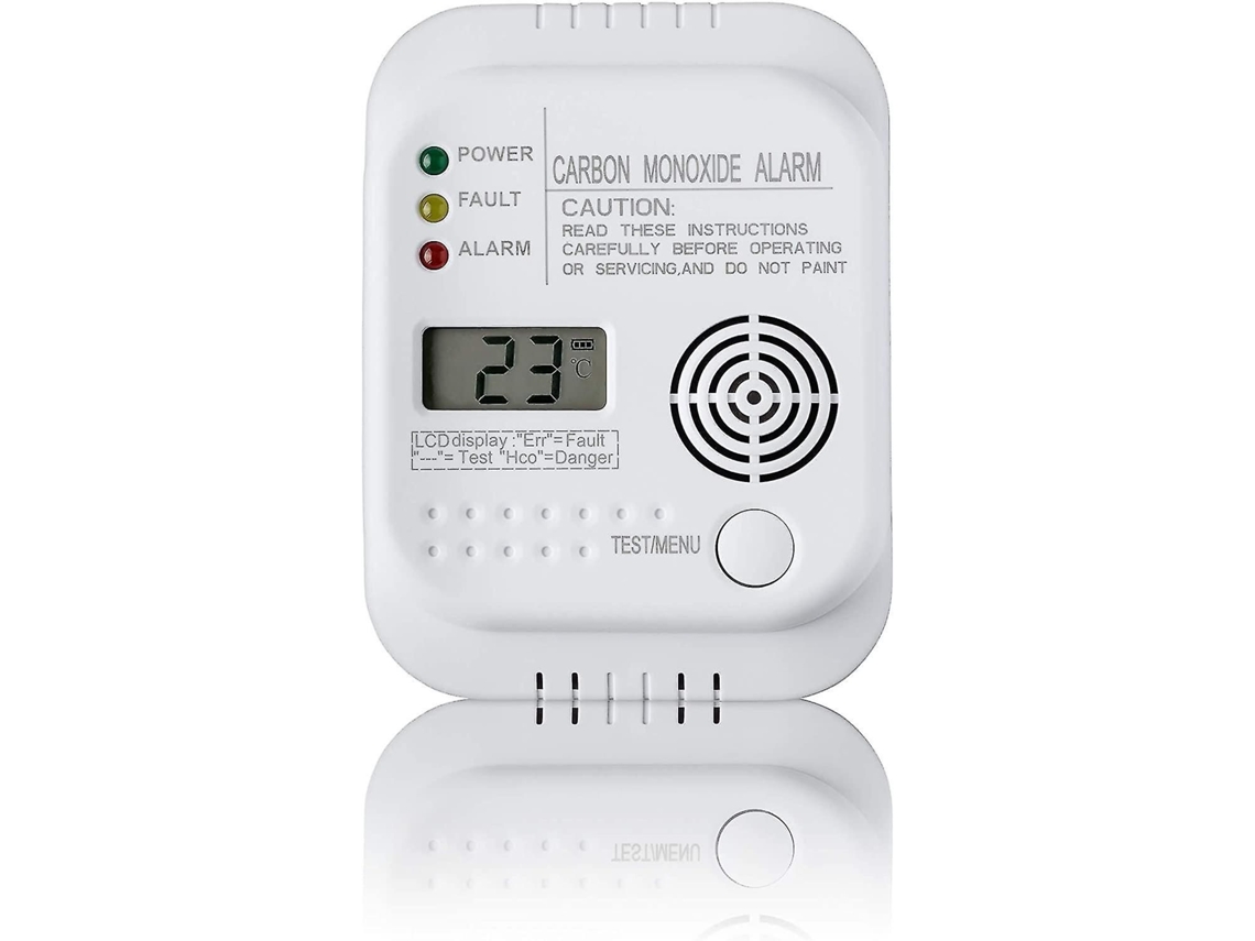 Detector Monóxido Carbono Bateria. Ecrã e Termómetro.