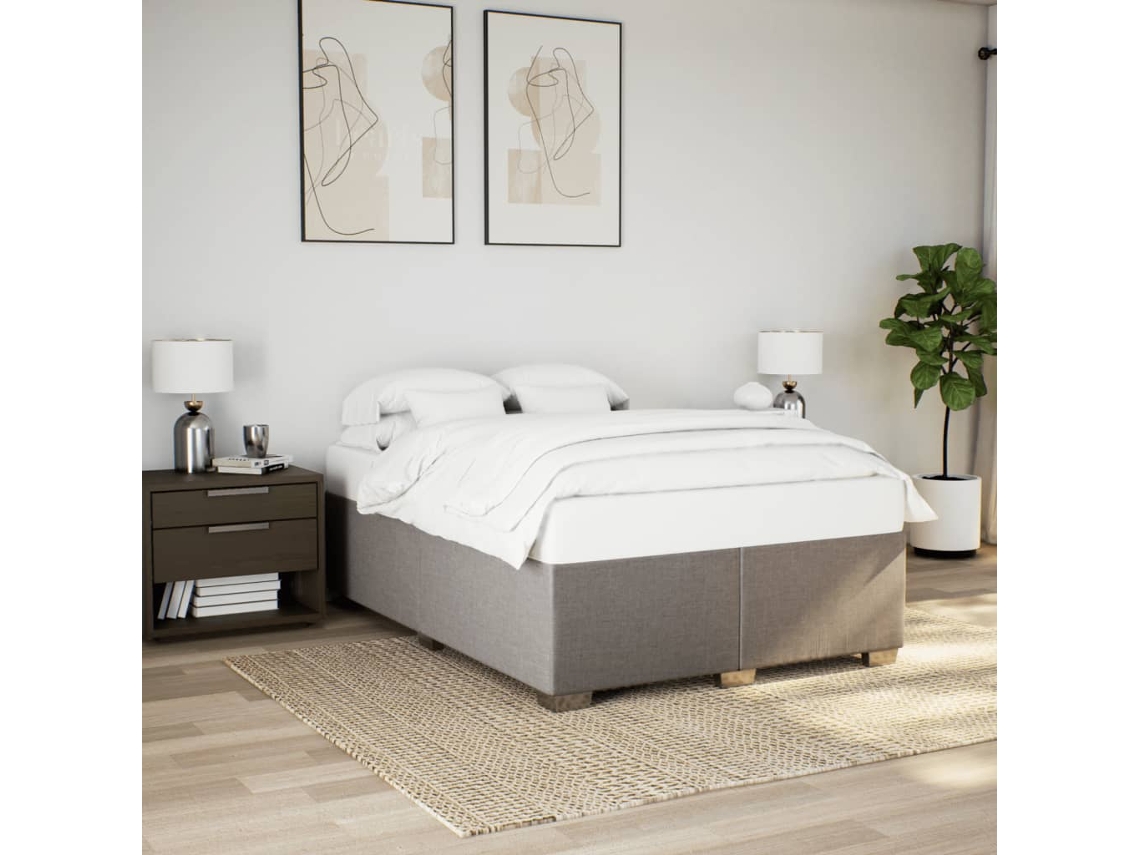 Vidaxl Cama Sem Colchão 140x190 Cm Tecido Castanho-acinzentado