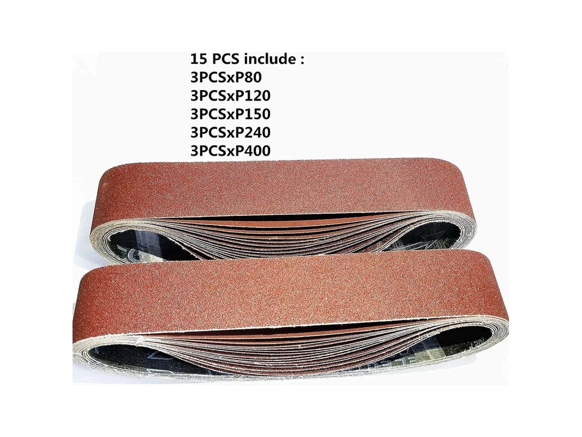 Lixas de Cinta 50x686 Mm mistas para lixadeiras 15 peças BRILVIBERA (Grãos 80/120/150/240/400)