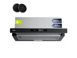 Exaustor Ciarra Telescópico 60cm 580m³/h Recirculação Com Filtros De Carvão (2 Peças) 3 Modos Sensortouch Preto Awb6909a