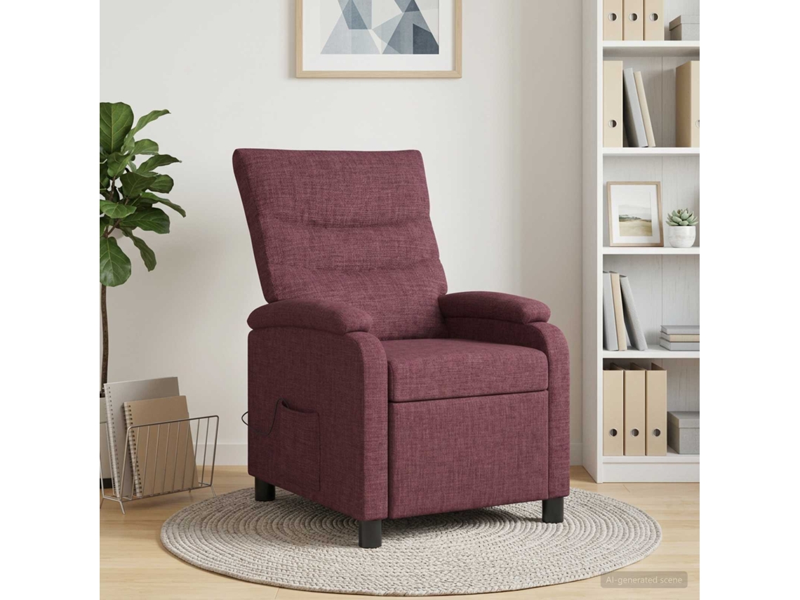 Vidaxl Recliner De Massagem Roxo Tecido