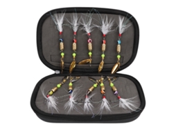 Kit De Iscas De Pesca Com 10 Iscas Rotativas Com Penas E Sequins Resistente À Água Salgada
