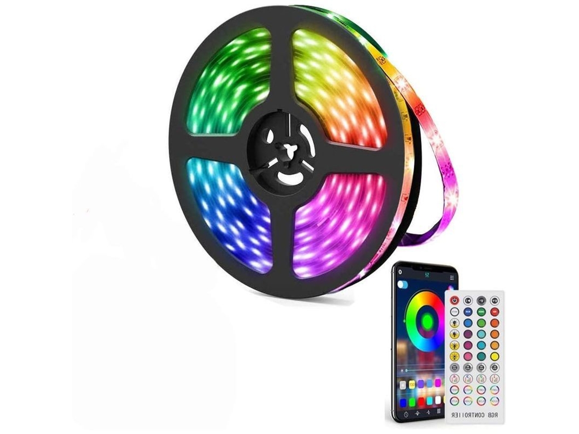 Tira De Luz Led, 5m Rgb, Controle Bluetooth E Controle Remoto De 40 Teclas, Sincronização Musical