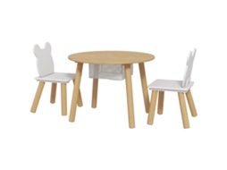 Conjunto Mesa 2 Cadeiras Infantil 3-6 Anos Com Encosto Urso
