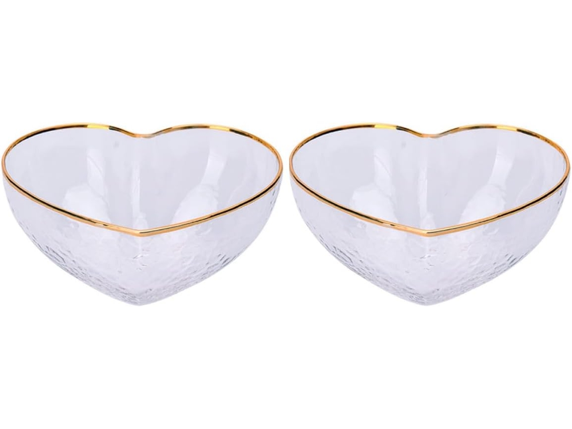 Conjunto De 2 Tigelas De Vidro Em Formato De Coração Para Servir Saladas